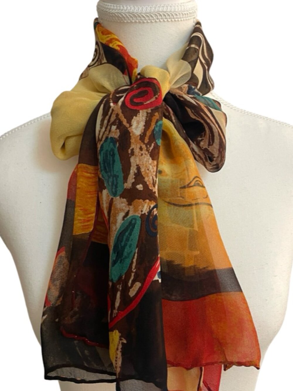 Perfect Match 100% Silk Gustav Klimt Art Scarf 16 x 58 Hand Rolled